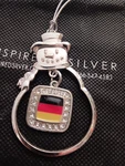 Inspired Silver German Flag Color Charm Ornament,square Snowman.christmas. Fixed Price $14.99.
