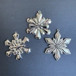 3 Gorham Sterling Silver Plated Snowflake Christmas Ornaments Set + Org Ribbon. Fixed Price $98.00.