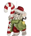 New Bethany Lowe Vintage Christmas Chester Mouse Candy Cane Ornament Figure. Fixed Price $20.99.
