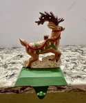 Vtg Midwest Cannon Falls Santa's Reindeer Cast Iron Stocking Holder Christmas. Fixed Price $79.00.