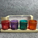 Pier 1 Imports Tea Light Votive Candle Holder Jewel Tone Scroll Xmas Gift Set. Fixed Price $19.99.