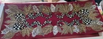 Mackenzie Childs Berry Frost Beaded Christmas Bow Table Runner 36" Centerpiece. Fixed Price $114.00.