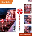 29IN Led Candy Cane Path Lights 6 Pack Outdoor Christmas Decor With Remote. Fixed Price $134.99.