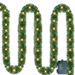14.8 Ft Artificial Christmas Garland 50 Prelit Led Mini String Lights Battery Op. Fixed Price $40.95.