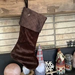 1 Santa's Best Brown Velvet Christmas Stocking Diamond Quilted Satin Cuff. Fixed Price $19.95.