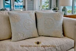 Mud Pie Beaded Sand Dollar Pillows Coastal Blue White Decorative Throw Set Of 2. Fixed Price $89.00.