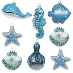 Valery Madelyn Glass Christmas Ornaments Set, 8CT Light Blue And Silver Blown.... Fixed Price $66.78.