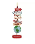 Kurt Adler Resin Stacked World Signs With Globe Ornament. Fixed Price $19.99.