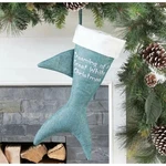 Holiday Time Christmas Decor Great White Shark Shaped Canvas Stocking, 20'. Fixed Price $18.05.