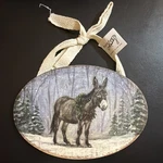 Christmas Tree Donkey Snowy Animals Holiday Wooden Ornament, Primitives By Kathy. Fixed Price $7.49.