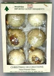 Vintage Bradford Imported Mexico Hand Painted Glass Christmas Ornaments 2 1/4". Fixed Price $14.99.