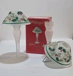 Vtg Pfaltzgraff Winterberry Glass Buffet Tealight Holder Holly Berries. Fixed Price $34.99.