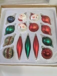 Sears Glass Ornaments Christmas Hand Crafted Santa Mrs Claus Green Red Gold Note. Fixed Price $43.50.