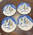 Set 4 Tabletops Plates Winterland Christmas 10.5" Snowman Snowflakes Scene. Fixed Price $22.10.