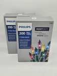 (2) Philips 200 Mini Lights 7 Color Multi Heavy Duty Indoor Outdoor Christmas. Fixed Price $44.99.