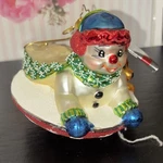 Christopher Radko Hand Painted Glass Snowman Sled Christmas Ornament Multicolor. Fixed Price $34.50.