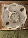 Spode Christmas Tree Divided Serving Tray 13.25" Chip 'n Dip, Crudite S3324-A12. Fixed Price $30.00.