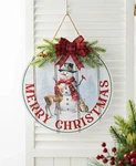Glitzhome 15 Wooden Christmas Round Word Sign Door Hanger, New. Fixed Price $34.99.