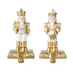 Glitzhome Nutcracker Christmas Stocking Holders, Set Of 2 Gold And White Poly.... Fixed Price $65.00.