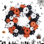 Garveehome 18" Halloween Pumpkin Wreath Fall Farmhouse Front Door Decor. Fixed Price $76.86.