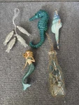 Nautical Holiday Decor Lot 5 Coastal Beach Shell Mermaid Fish Ornaments Glitter. Fixed Price $29.99.