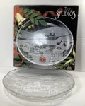 Crystal Clear Studios Glass Platter Winter Scene Round 14 Inch. Fixed Price $34.99.