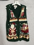 Vintage Heirloom Collectibles Vest Womens Green Santa Christmas Sweater Beaded. Fixed Price $19.99.
