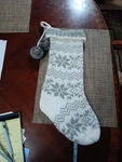 Wondershop White/gray Fair Isle Knit Snowflake Christmas Stocking Fur Poms 19". Fixed Price $12.58.