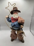Christmas Giftcraft Western Cowboy Santa Figure Holding Wire Rope Star,. Fixed Price $25.95.
