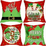 Festive 4-PACK Christmas Elf Pillow Covers Peach Skin Holiday Decor Throw Cases. Fixed Price $16.99.