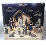 Kirkland Signature Nativity 12 Piece Set Hand Painted Christmas Creche 979597. Fixed Price $348.88.