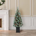 GLITZHOME4 Ft. Pre-lit Pine Artificial Christmasporch Tree With 80 Lights. Fixed Price $50.00.