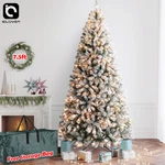 7.5FT Prelit Snow Flocked Christmas Tree Artificial Hinged Pine With Led Lights. Fixed Price $159.99.