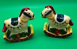 Ceramic Holiday Christmas Salt & Pepper Shaker - Rocking Horse One Chipped. Fixed Price $9.99.