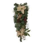 Northlight 28" Burlap Poinsettia Moss Ball Mixed Pine Berry Fall Teardrop Swag. Fixed Price $44.09.