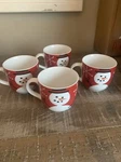 Crate And Barrel Snowman Black Top Hat Christmas Holiday Mug Set Of 4. Fixed Price $29.00.