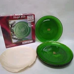LOT-4 Arcoroc France Forest Green Sleigh Ride Salad Dessert Glass Plates Euc 7.5. Fixed Price $49.50.