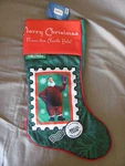 Brand New 20" Arthur Christmas Postage Stamp Santa Claus Stocking Red & Green. Fixed Price $8.89.