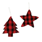 Pbk Farmhouse Christmas Buffalo Red Black Check Fabric Star Tree Ornament. Fixed Price $12.71.