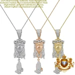 Real Genuine Natural Diamonds Jesus Face Praying Hands Pendant Charm Chain Set. Fixed Price $289.99.