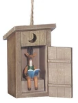 Outhouse With Deer Inside Resin Hanging Christmas Ornament - Size 3.5 In.. Fixed Price $24.55.