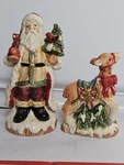 Vintage Salt And Pepper Shaker Set Cosmos Fitz Floyd Style Santa Reindeer. Fixed Price $75.00.