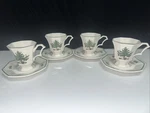 Set 4-- Nikko Christmastime Coffee Octagonal Footed Tea Cup/mugs Saucers. Fixed Price $34.99.