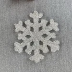 Vintage Snowflake Ornament Clear Iridescent Beaded Acrylic 6.25" Christmas. Fixed Price $14.99.