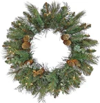 First Traditions Prelit North Conway Christmas Wreath With Pinecones And Frost. Fixed Price $53.64.