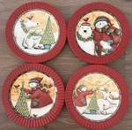 Set Of 4 - Park Designs Christmas Joys Teresa Kogut 8 1/2" Salad Dessert Plates. Fixed Price $49.99.