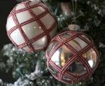 Christmas Ornament Glass Ball Silver Glittered Raz Imports 4 In - 2 Choices. Fixed Price $11.99.