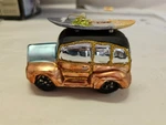 Glass Blown Christmas Tree Ornament Woody Station Wagon Car W/ Surfboard. Fixed Price $19.99.