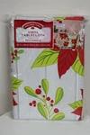 New - Holiday Time Rectangle 60 X 84" Christmas Poinsettias Vinyl Tablecloth. Fixed Price $14.99.