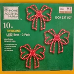 Home Accents Holiday 10" Twinkling Led Bows 3PK Indoor/outdoor 318 Red. Fixed Price $19.99.